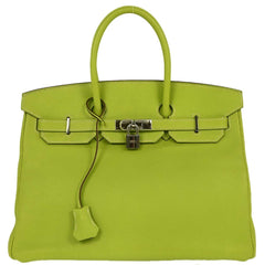 Hermes Birkin Handbag Green Togo with Palladium Hardware