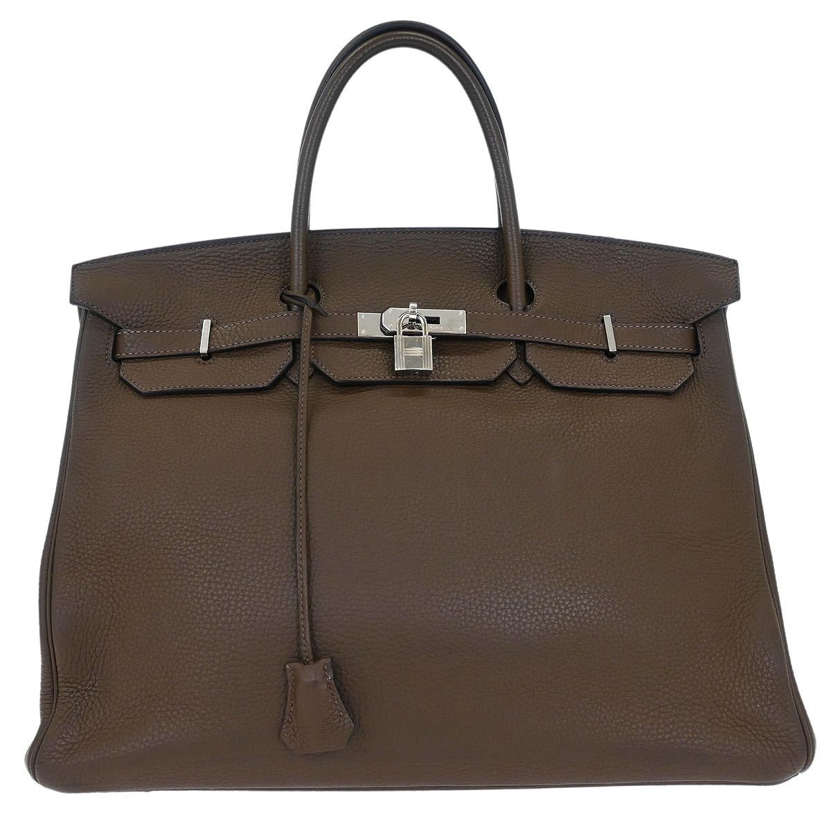 Hermes Birkin Handbag Grey Clemence with Palladium Hardware