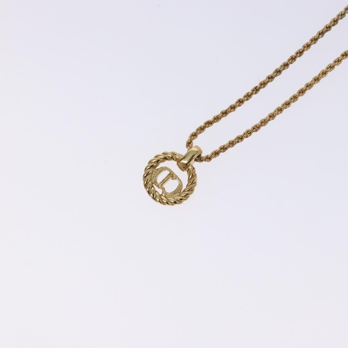 Christian Dior CD Round Pendant Necklace Metal