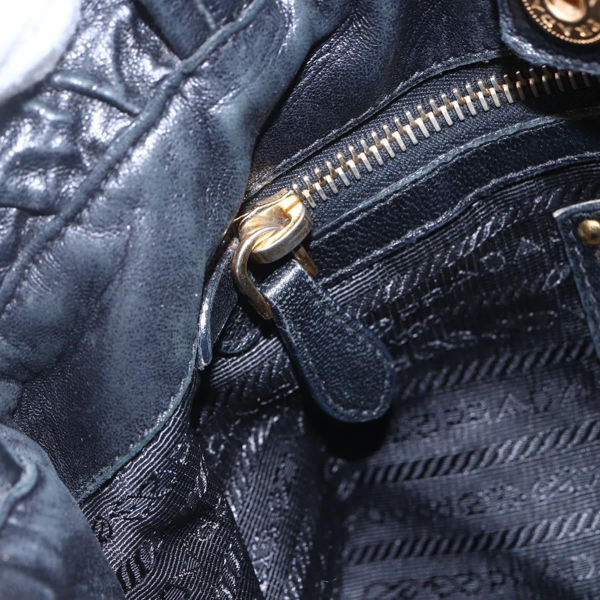 Prada Bow Tie Pleated Tote Leather