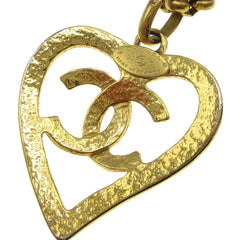 Chanel CC Heart Pendant Necklace Metal