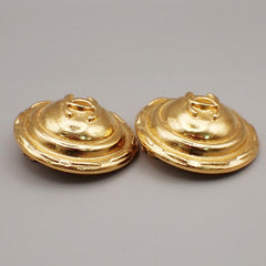 Chanel Vintage CC Round Button Clip-On Earrings Metal