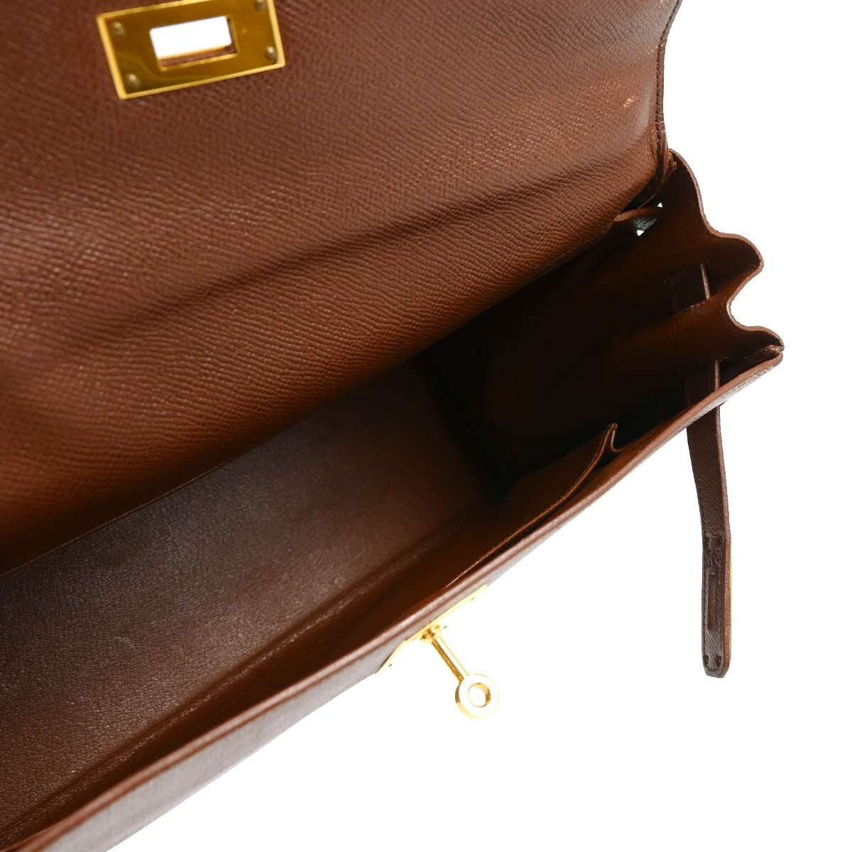 Hermes Kelly Handbag Brown Courchevel with Gold Hardware