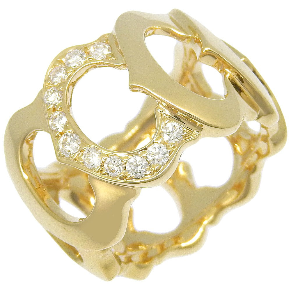 Cartier C de Cartier Link Band Ring 18K Yellow Gold and Pave Diamonds