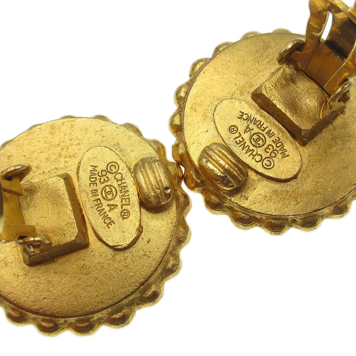 Chanel CC Round Stud Earrings Metal and Enamel