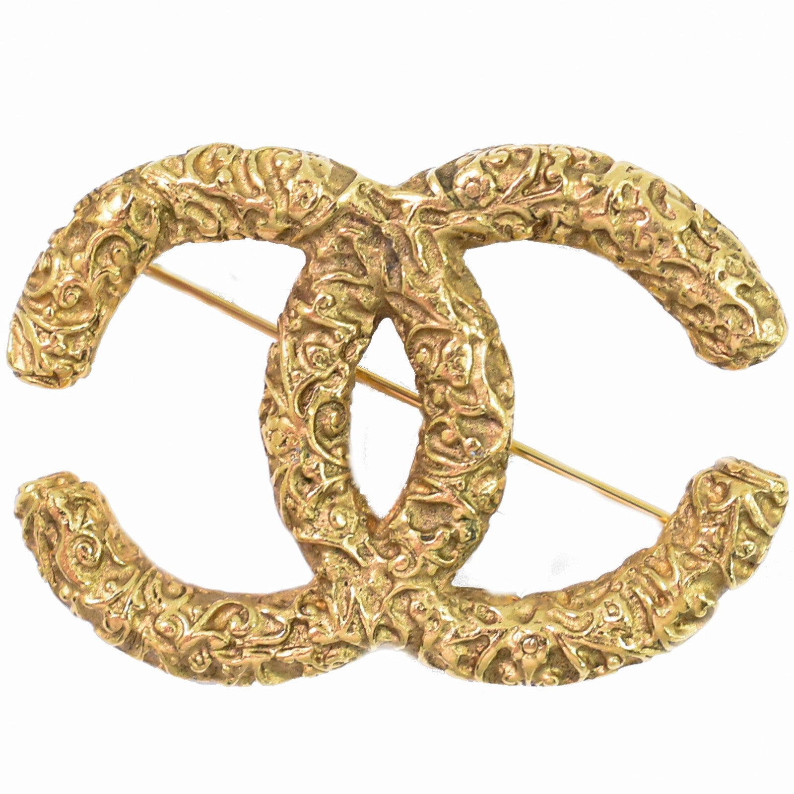Chanel CC Brooch Textured Metal