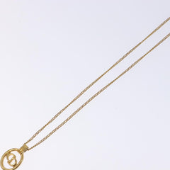 Christian Dior CD Round Pendant Necklace Metal
