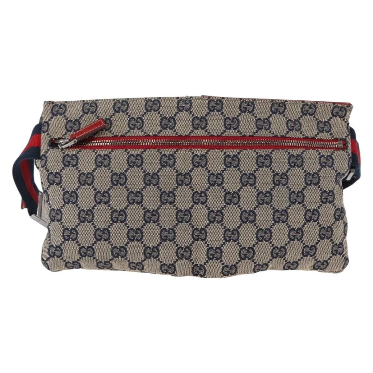 Gucci Vintage Double Belt Bag GG Canvas with Leather