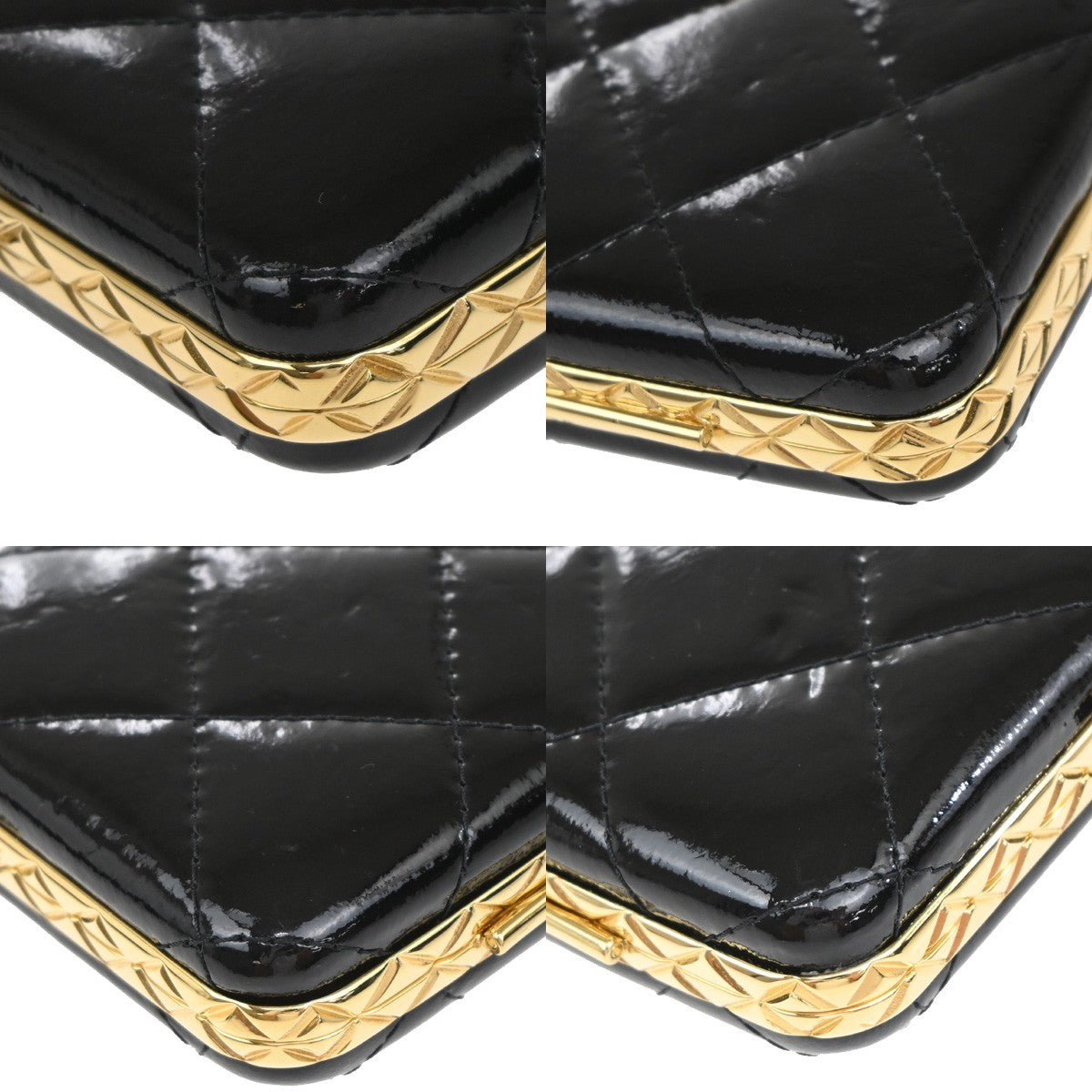 Chanel Framed Box Clutch with Chain Quilted Patent