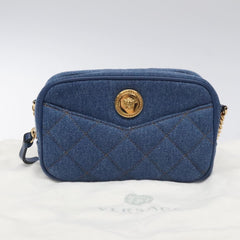 Versace Medusa Icon Front Slip Pocket Camera Bag Quilted Denim