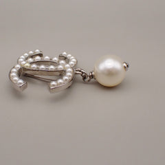 Chanel CC Drop Brooch Metal and Faux Pearls