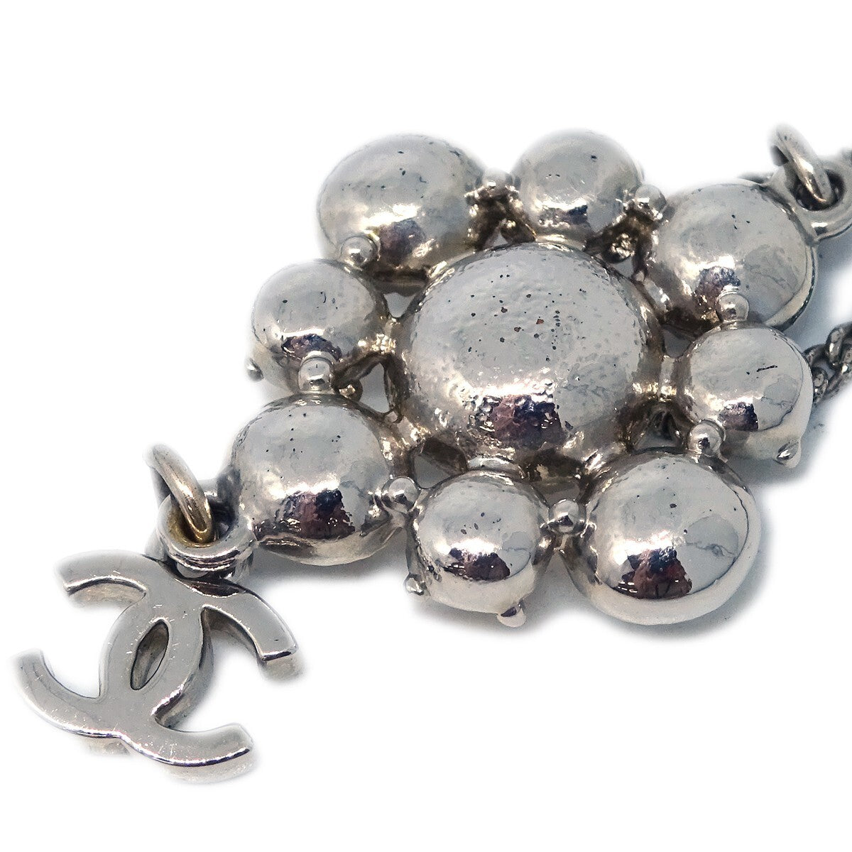 Chanel CC Cluster Drop Pendant Necklace Metal with Crystals