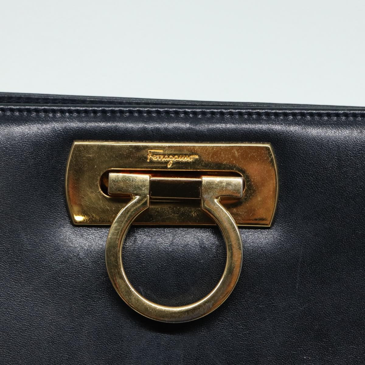 Salvatore Ferragamo Vintage Gancini Chain Shoulder Bag Leather
