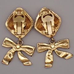 Chanel Vintage Clip On Bow Earrings Metal