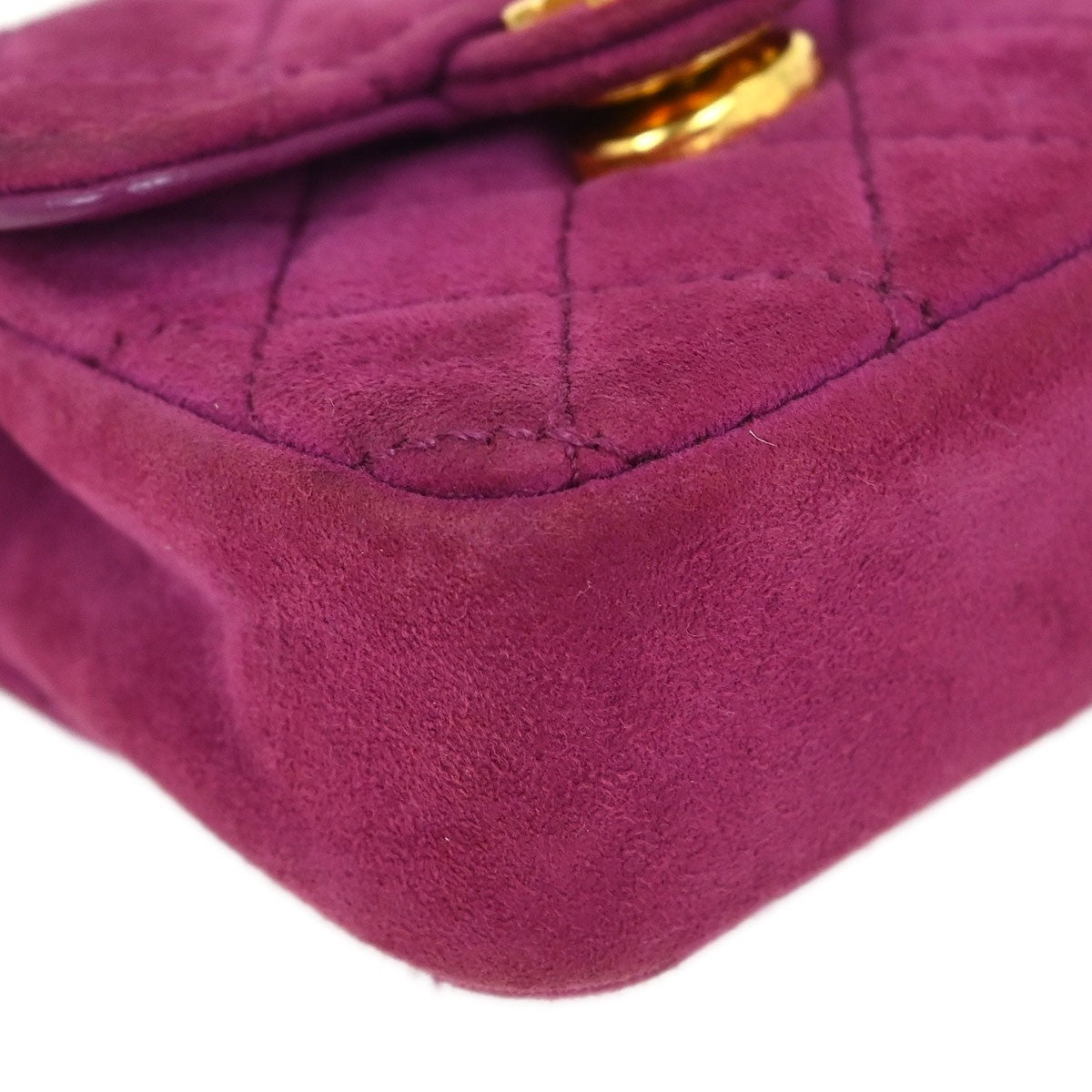 Chanel Vintage Square Classic Single Flap Bag Quilted Suede