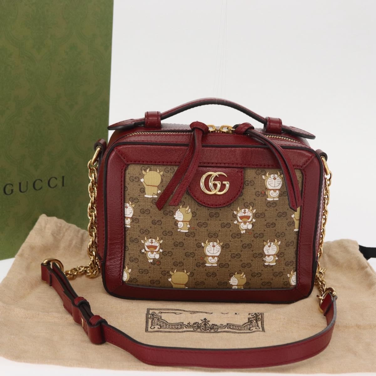 Gucci Doraemon Ophidia Zip Around Camera Bag Printed Mini GG Coated Canvas