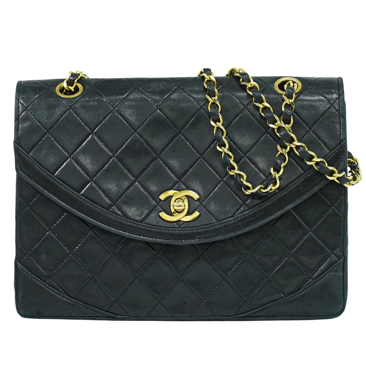 Chanel Vintage Round Flap Bag Quilted Lambskin