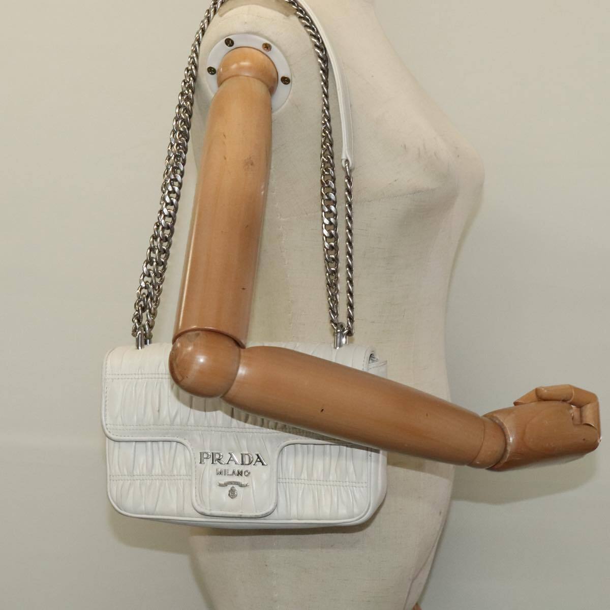 Prada Chain Flap Shoulder Bag Nappa Gaufre