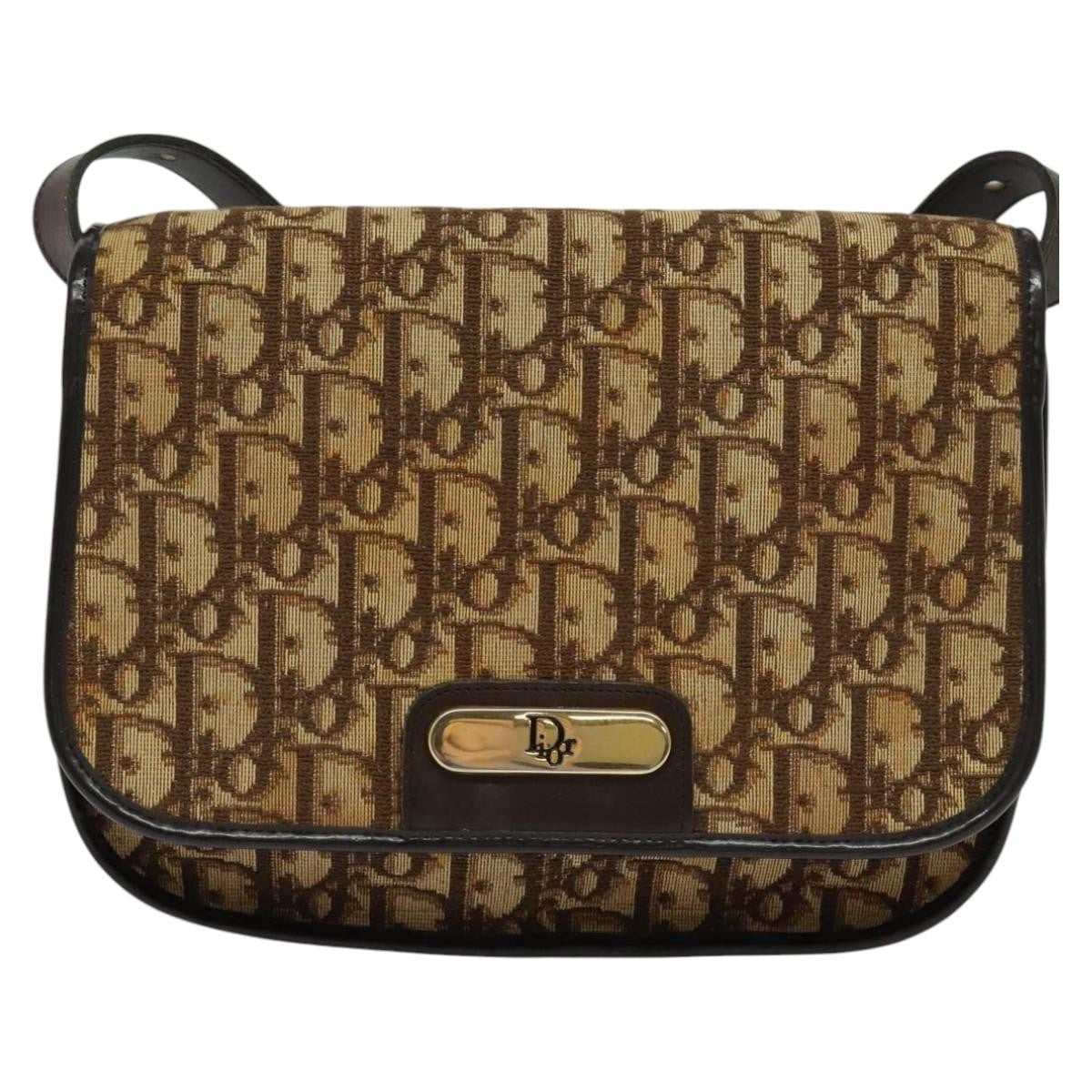 Christian Dior Vintage Trotter Flap Shoulder Bag Canvas