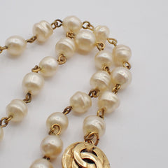 Chanel CC Necklace Faux Pearl and Metal