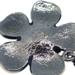 Chanel CC Flower Ladybug Necklace Silver Plated and Acrylic