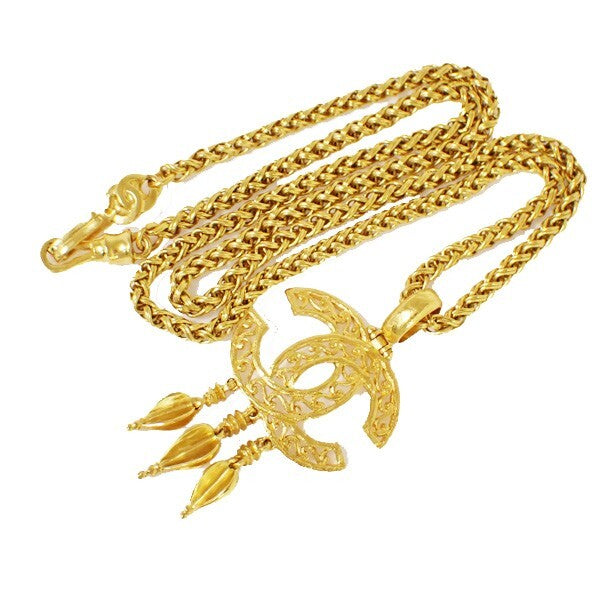 Chanel Vintage CC Pendant Long Necklace Metal
