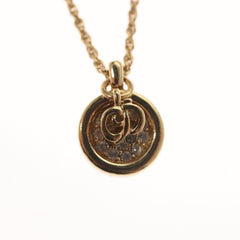 Christian Dior CD Round Pendant Necklace Metal and Crystals