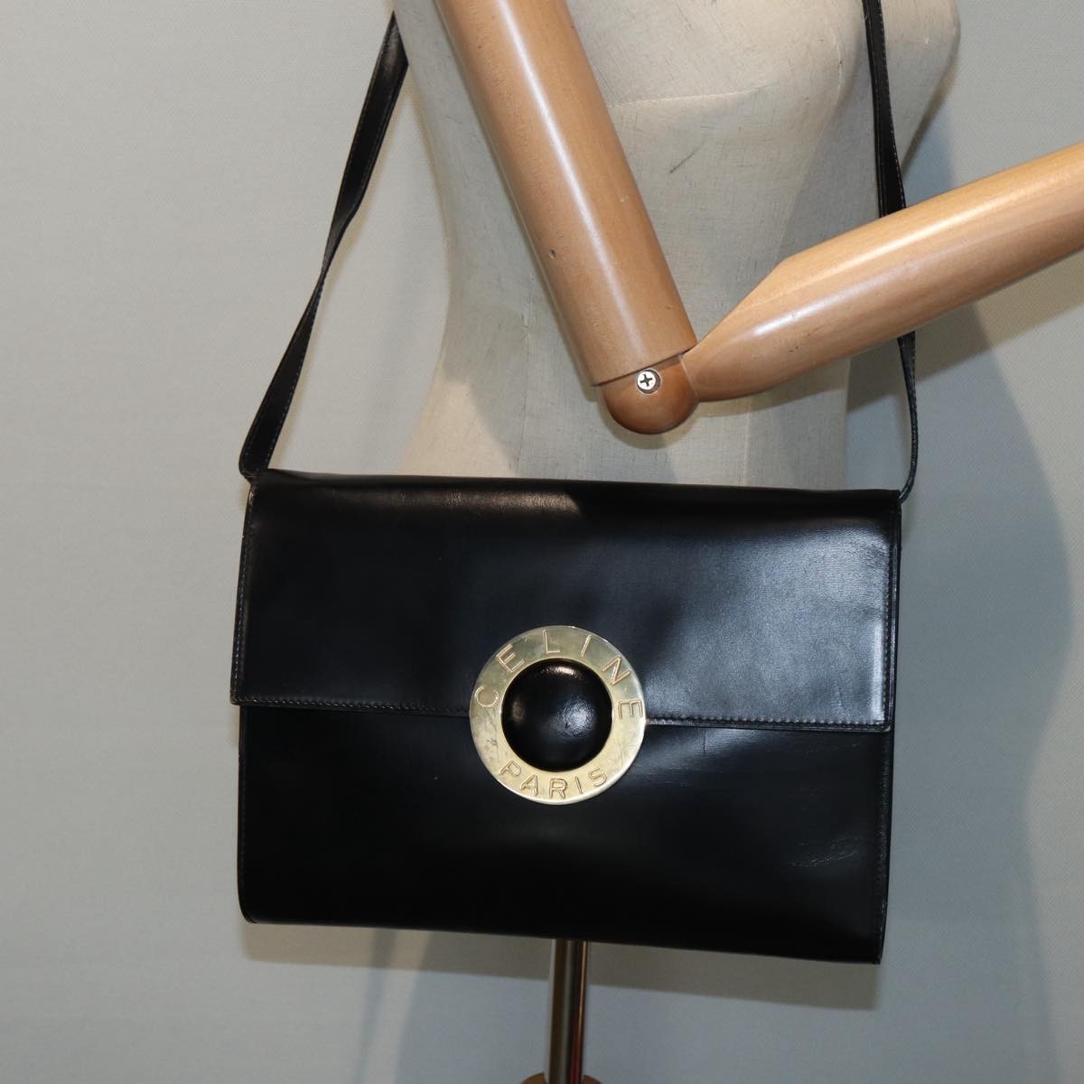 Celine Vintage Circle Logo Crossbody Bag Leather