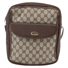 Gucci Front Pocket Messenger Bag GG Canvas with Leather