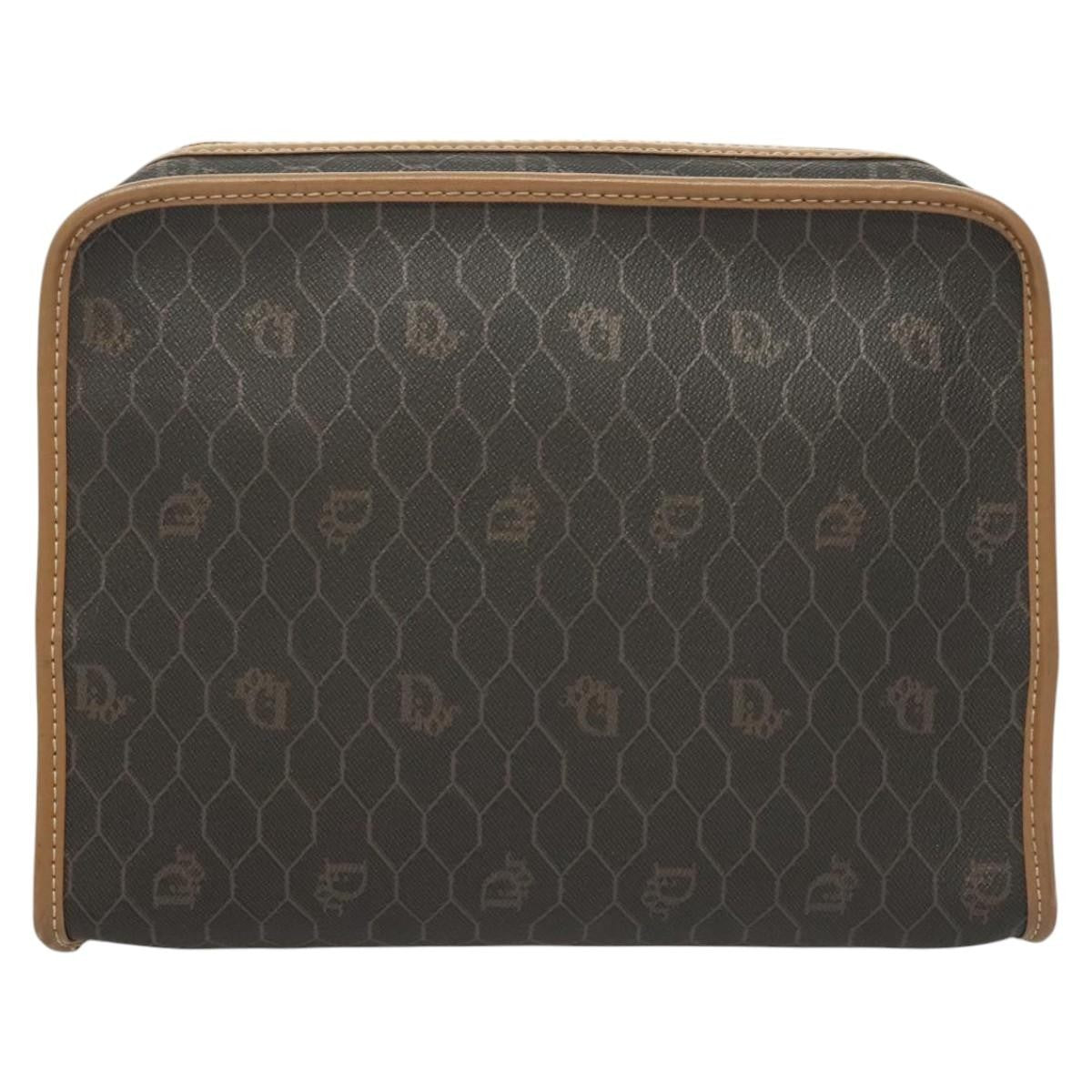 Christian Dior Vintage Honeycomb Zip Pouch Coated Canvas