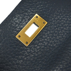 Hermes Kelly Handbag Blue Ardennes with Gold Hardware