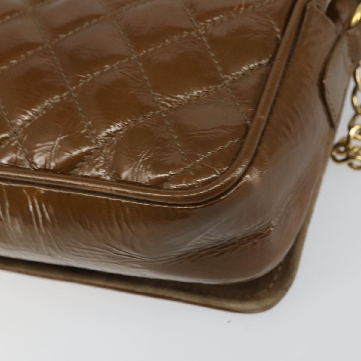 Bally Vintage Chain Shoulder Bag Quilted Patent leather