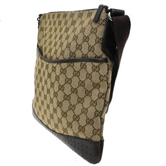 Gucci Zip Messenger Bag GG Canvas with Perforated Leather