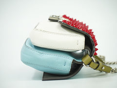 Fendi Double Baguette Embroidered Studded Leather