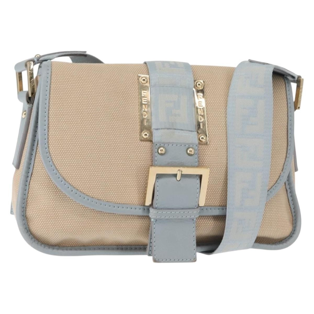 Fendi Logo Flap Shoulder Bag Canvas