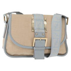 Fendi Logo Flap Shoulder Bag Canvas