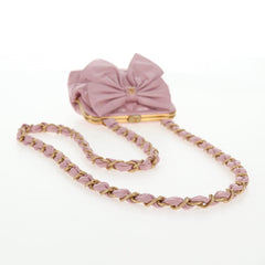 Chanel Bow Frame Clutch With Chain Quilted Patent with Lambskin