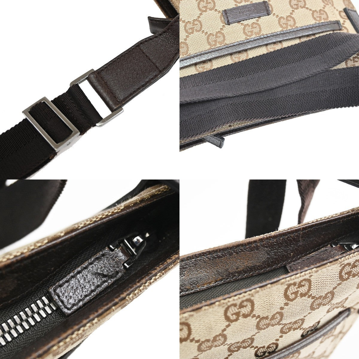 Gucci Zip Top Messenger GG Canvas with Leather