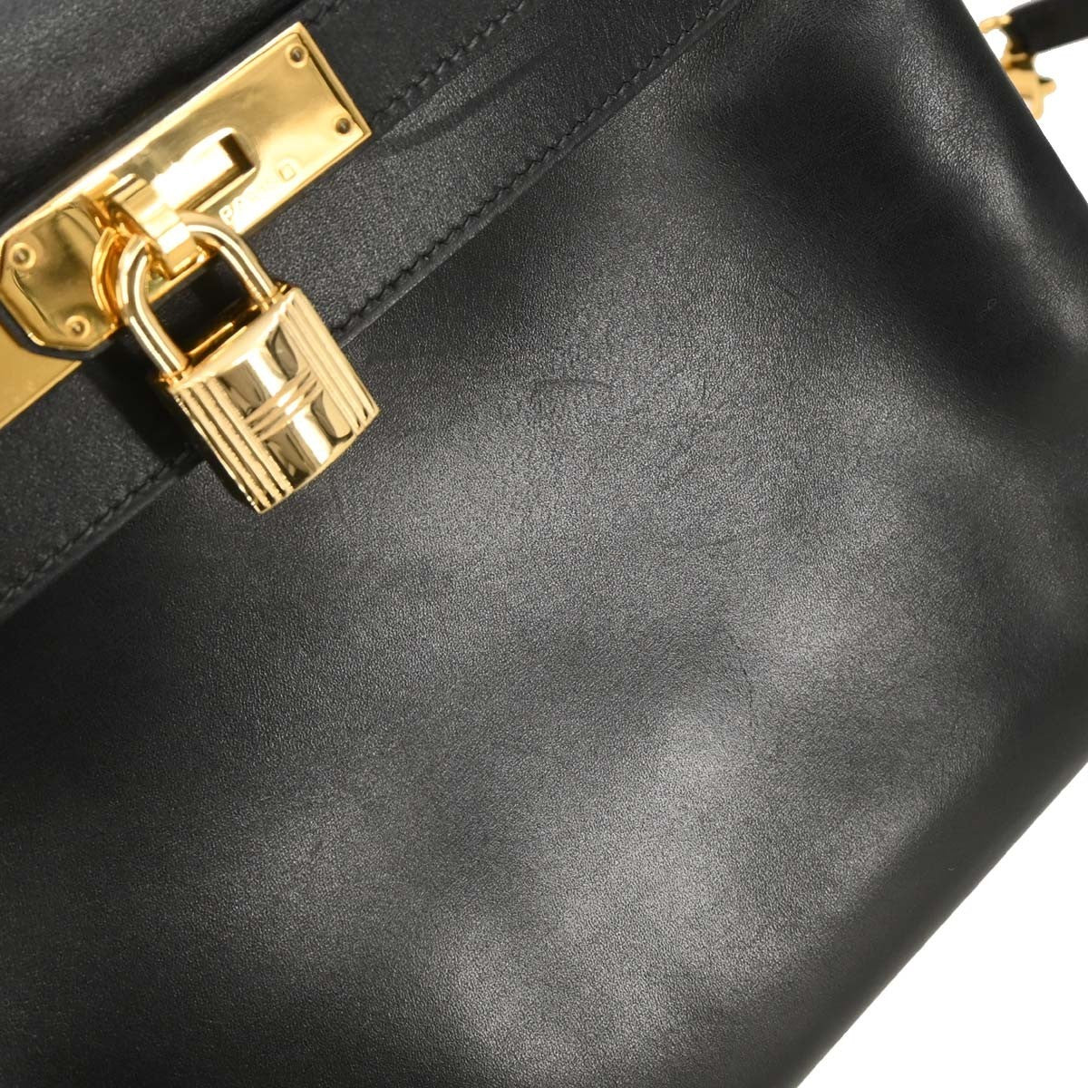 Hermes Kelly Handbag Black Box Calf with Gold Hardware