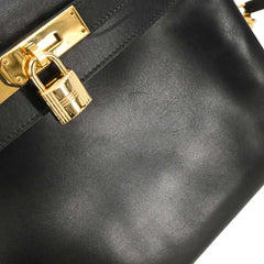 Hermes Kelly Handbag Black Box Calf with Gold Hardware