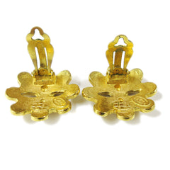 Chanel Vintage CC Flower Cutout Round Clip-On Earrings Metal