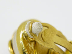 Chanel Vintage Round CC Clip-On Earrings Metal with Faux Pearl