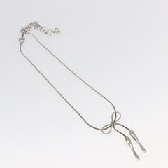 Christian Dior Bow CD Pendant Necklace Metal with Crystal