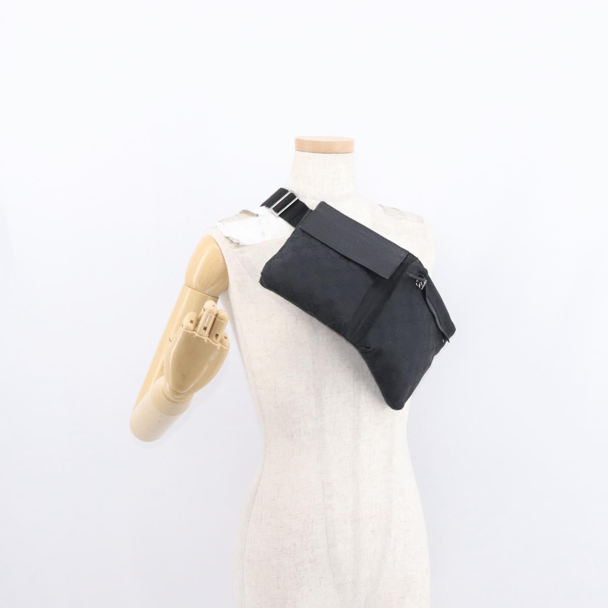 Gucci Vintage Double Belt Bag GG Canvas with Leather