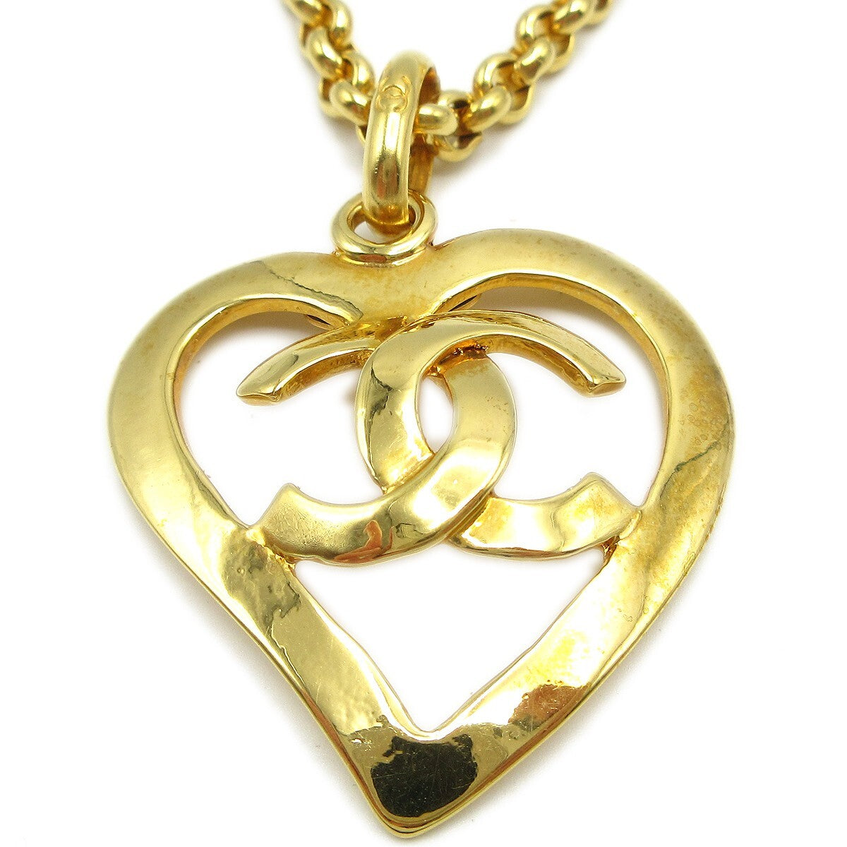 Chanel CC Heart Pendant Necklace Metal