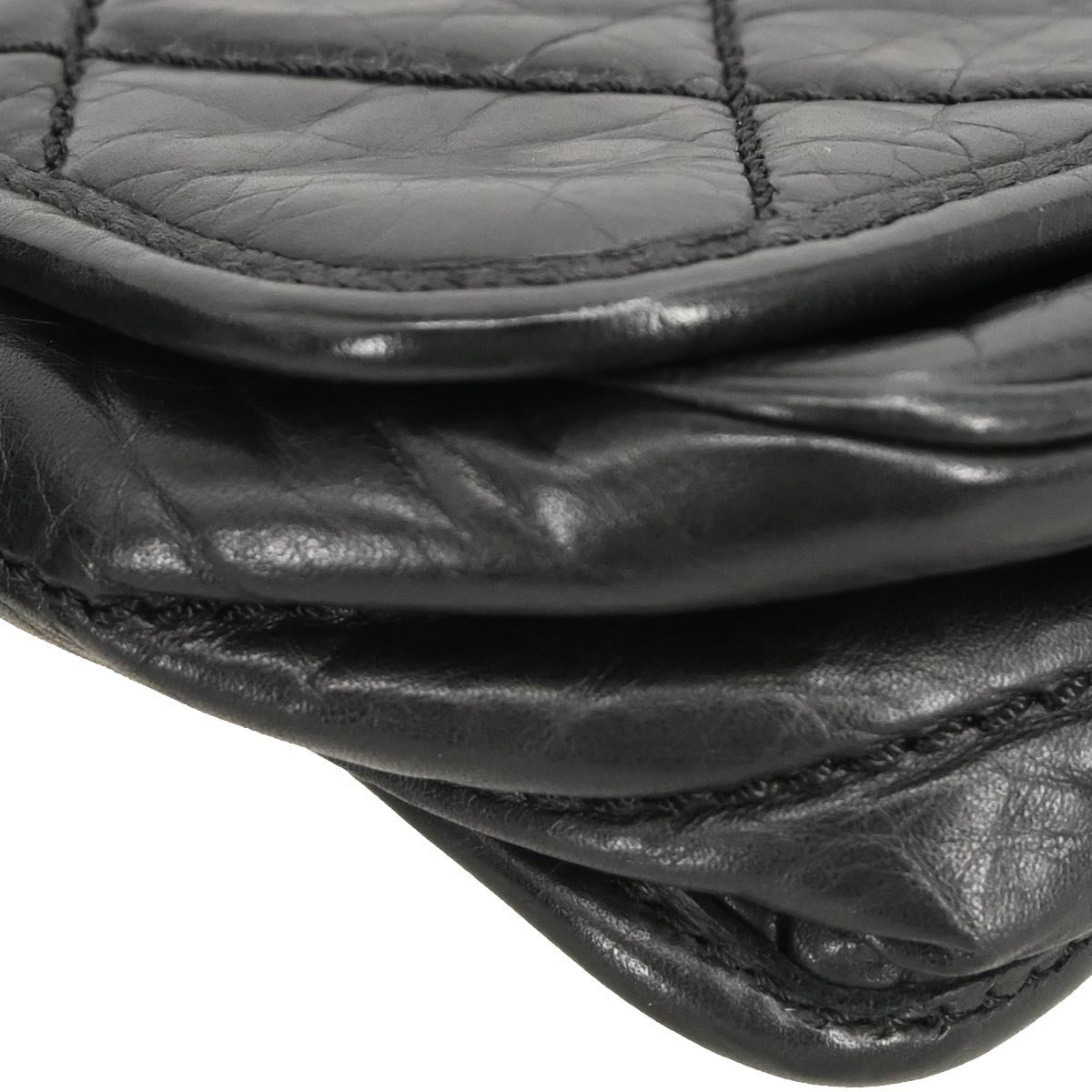 Chanel Vintage Logo Messenger Bag Quilted Aged Calfskin