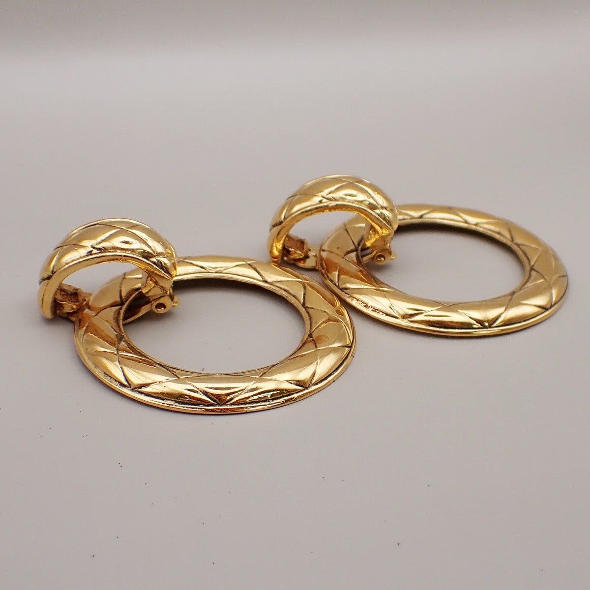 Chanel Vintage CC Round Drop Clip-On Earrings Metal