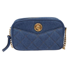 Versace Medusa Icon Front Slip Pocket Camera Bag Quilted Denim