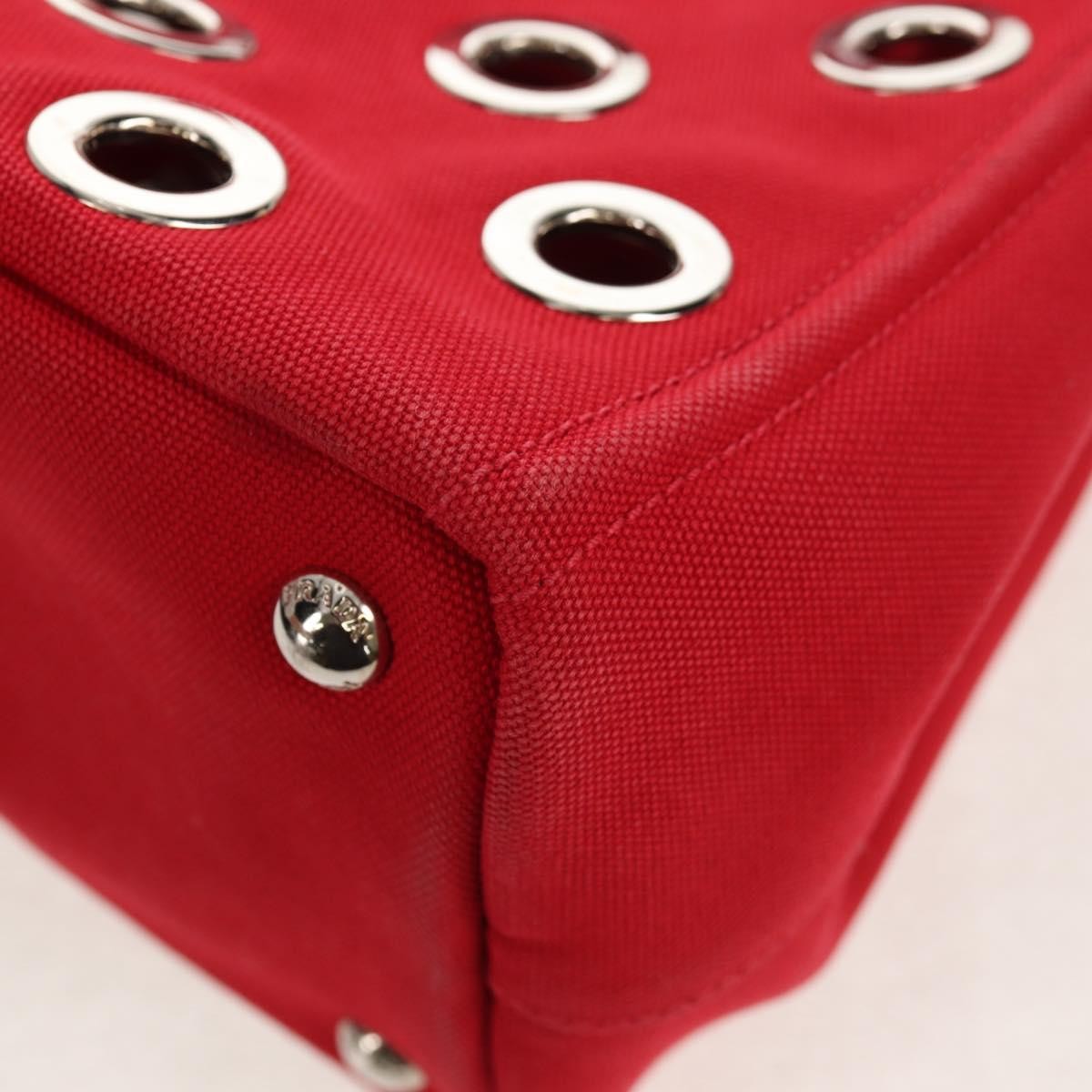 Prada Canapa Convertible Tote Grommet Embellished Canvas