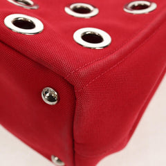 Prada Canapa Convertible Tote Grommet Embellished Canvas